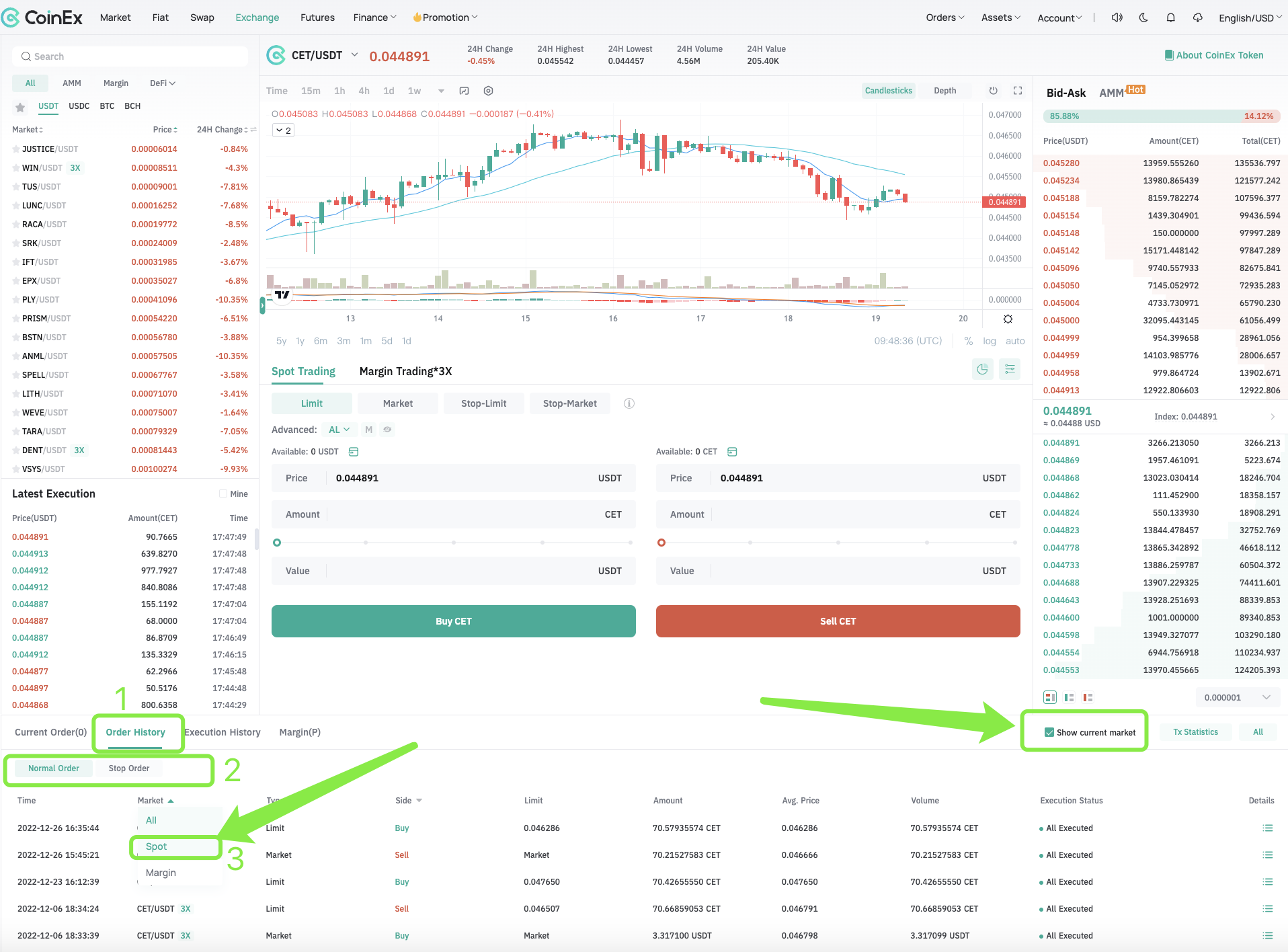 How to View Spot Order History and Asset History CoinEx Help Center