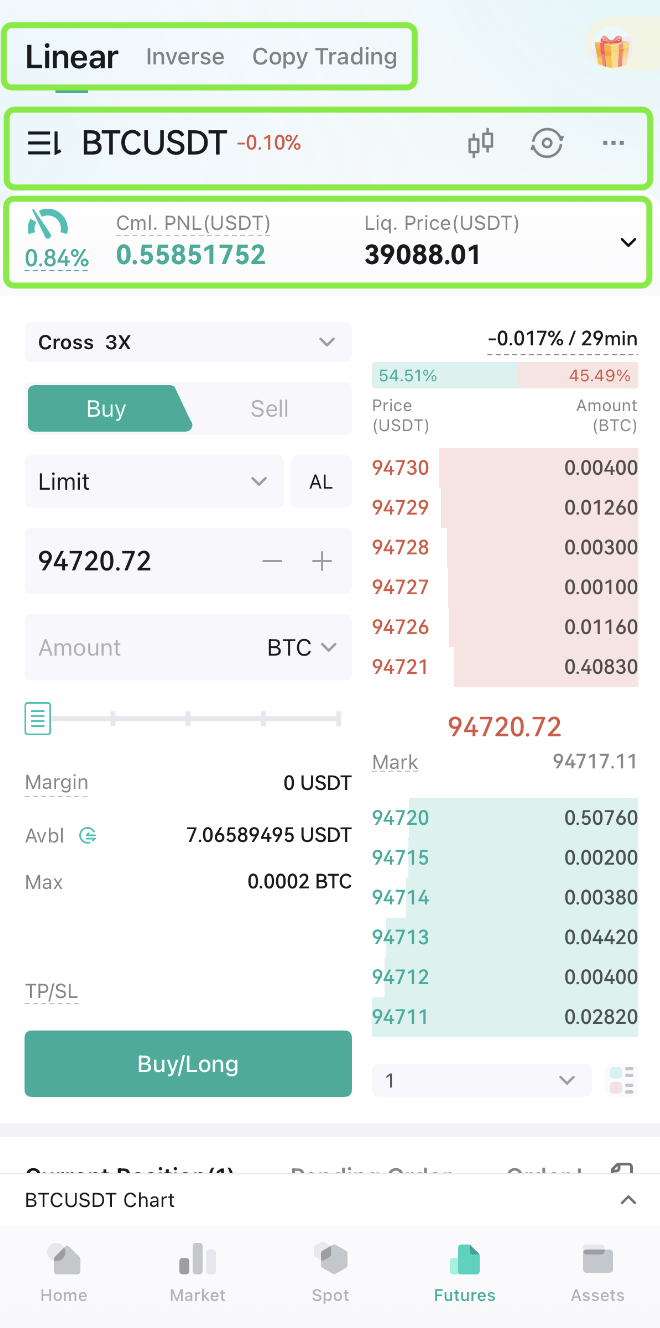 USDⓈ-Margined Contracts Interface Overview (App) – CoinEx Help Center
