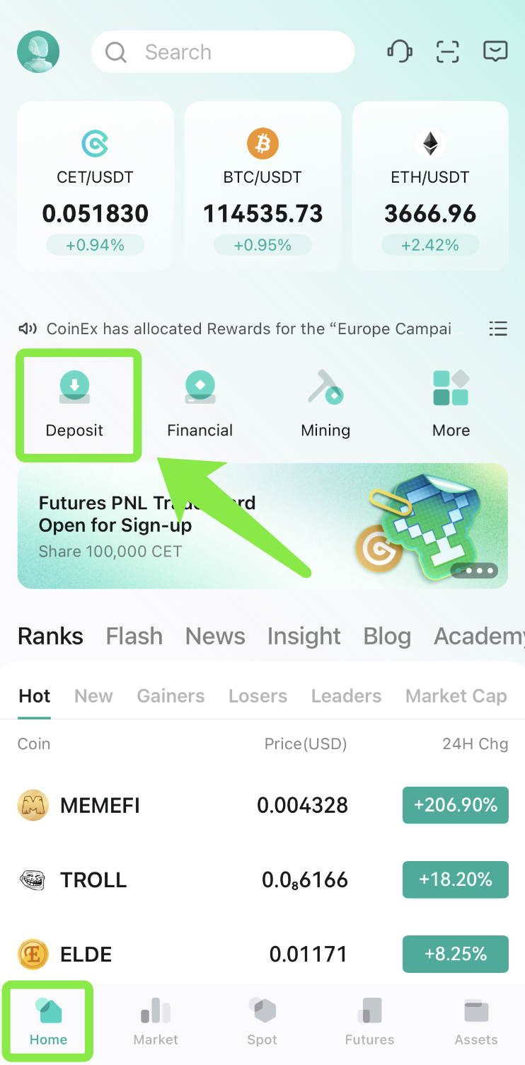 Help | CoinEx Deposit Tutorial (App)