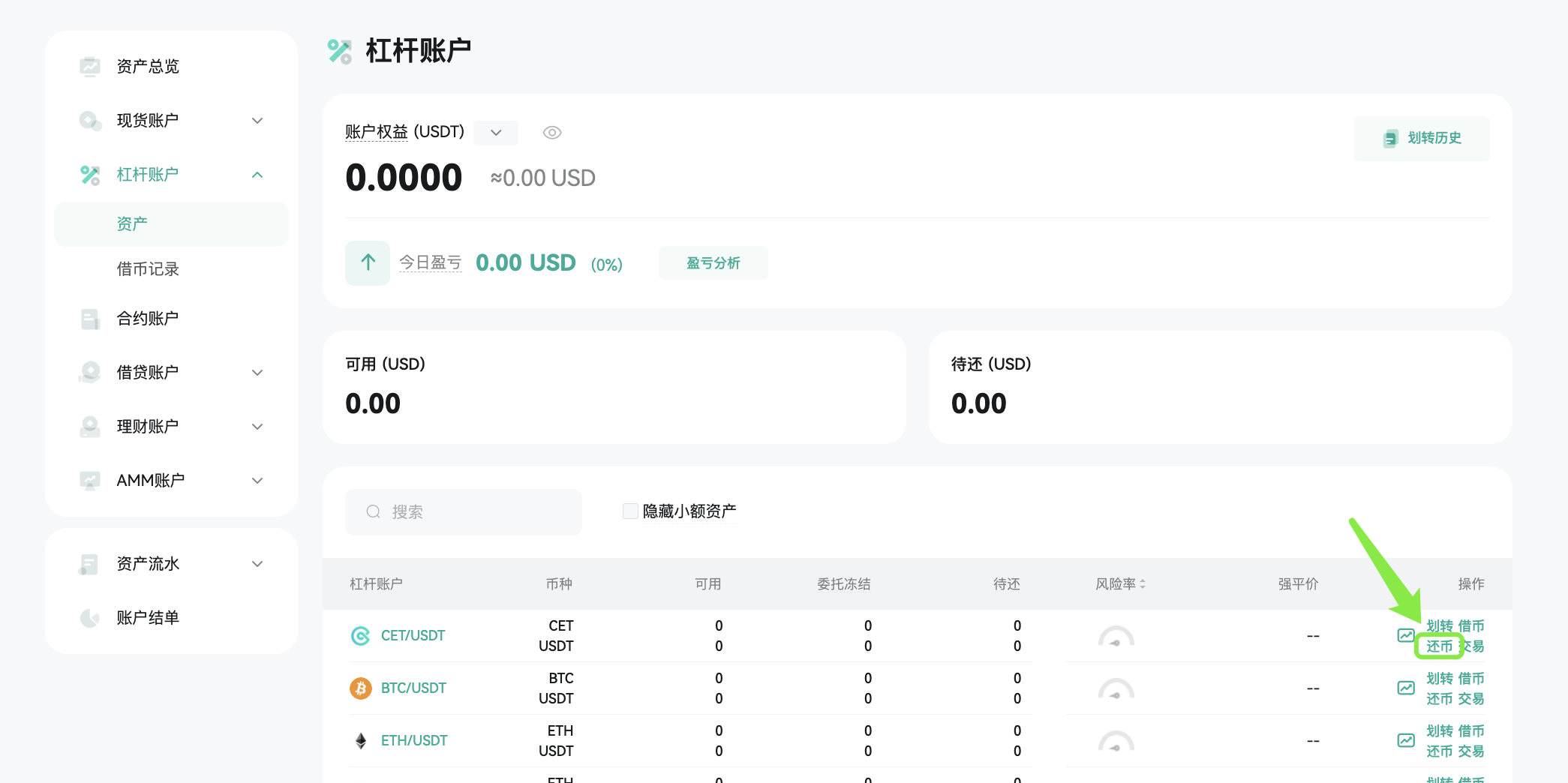 杠杆自动借币& 自动还币– CoinEx 帮助中心