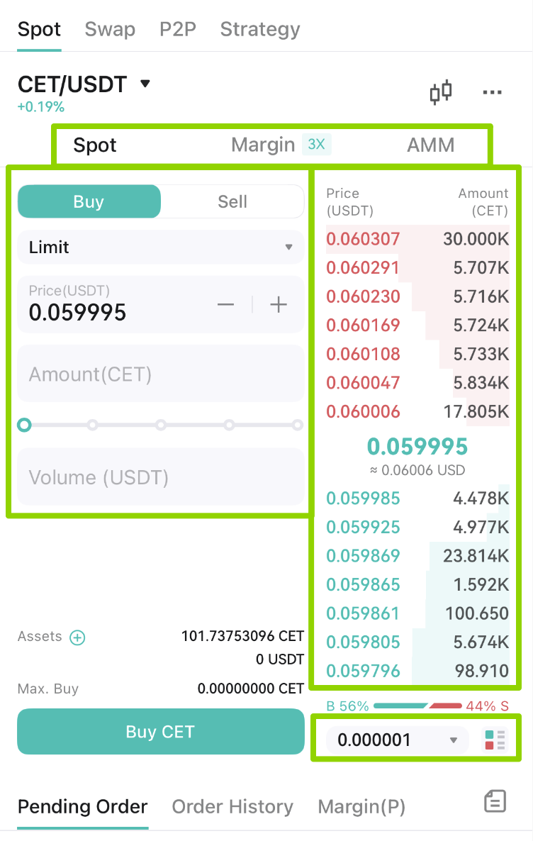 Introduction to CoinEx Spot Trading Page (App) – CoinEx Help Center